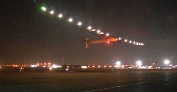The plane takes off in the Cairo darkness